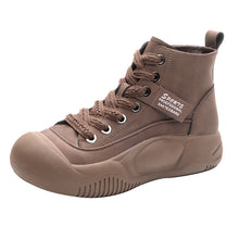 Load image into Gallery viewer, Women's High Top Lace-Up Boots | Thick Sole Height Increasing | Genuine Leather | Coffee Green Red