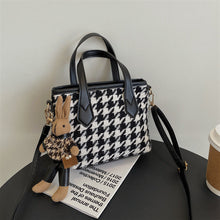Load image into Gallery viewer, Women's Houndstooth Shoulder Bag | Checkered Wool Crossbody Handbag &amp; Messenger Tote
