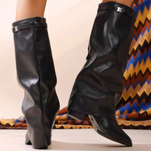 Load image into Gallery viewer, Women's Pointed Toe Block Heel Boots | Stable High Heel | PU Leather Ankle Boots