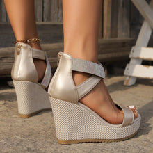 Load image into Gallery viewer, Women's Rhinestone Wedge Sandals | Fish Mouth Platform High Heel Summer Shoes