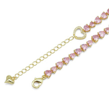 Load image into Gallery viewer, Pink Clear CZ Heart Necklace, Sku#LD511