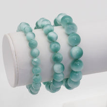 Load image into Gallery viewer, Genuine Cat's Eye Angelite Round Smooth Stretchy Bracelet