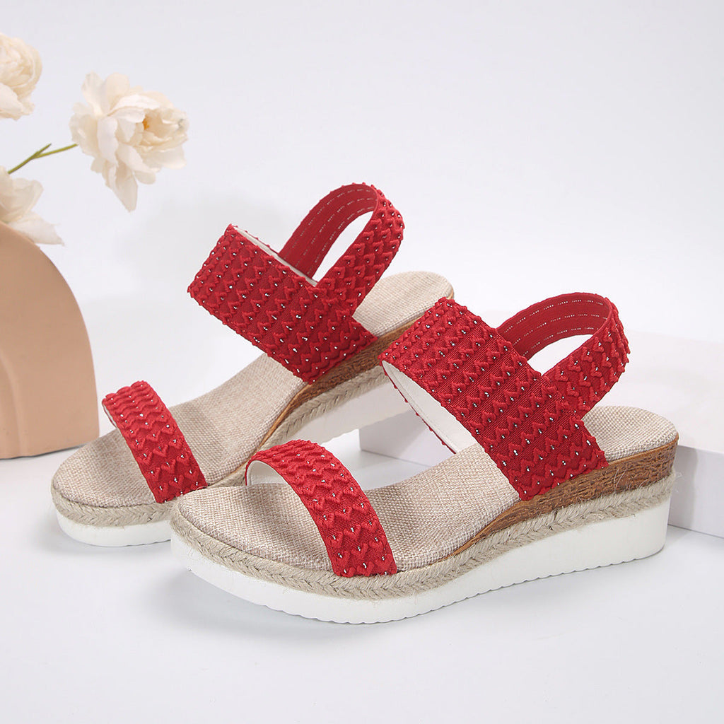 Women's Peep-Toe Wedge Sandals | PU Upper Open-Toe Platform Heels