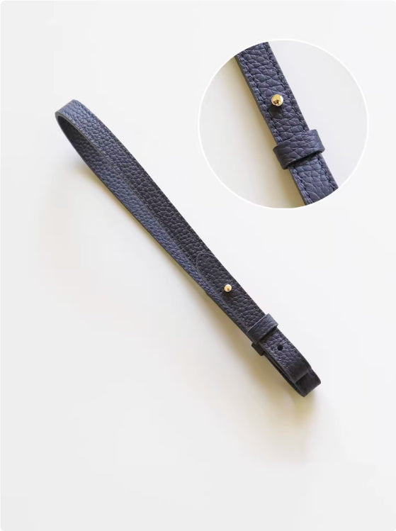 Premium Genuine Leather Bag Strap - Adjustable Replacement Shoulder Strap with Decorative Studs
