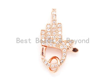Load image into Gallery viewer, CZ Micro Pave Hand Shaped Lobster Claw Clasp, Cubic Zirconia Micro paved Clasp for beading, Bracelet Necklace Clasps, 20x13mm, sku#H50