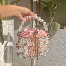 Load image into Gallery viewer, Retro Sunflower Birdcage Handmade Bucket Bag - Diamond Embellished PVC Shoulder Bag