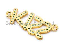 Load image into Gallery viewer, CZ Micro Pave Turquoise Kiss Connector, Cubic Zirconia Spacer Charms, Bracelet Letter Beads,12x32mm, sku#M117