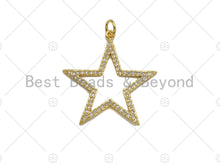 Load image into Gallery viewer, Gold Five Point Star Shape Pendant,  Frame Star Charm, Pave Star Pendant, Gold plated, 27mm, Sku#LK81