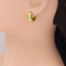 Load image into Gallery viewer, Gold Silver Rhombus diamond patten Chunky Huggie Earrings, Sku#A241