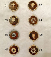 Load image into Gallery viewer, CZ Micro Pave Star/ Little People on Wood Round Disc Connector,28x35x7mm, sku#A43