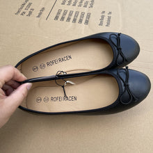 Load image into Gallery viewer, Women's Bow Flat Shoes – PU Leather Slip-On Round Toe Ballet Flats