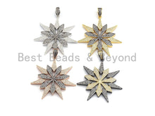 Load image into Gallery viewer, CZ Clear/Black Dual Color Micro Pave North Star Pendant, CZ Pave Pendant,Gold/Rose Gold/Silver/Gunmetal plated, 53x54mm,Sku#F804