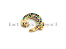 Load image into Gallery viewer, CZ Colorful Micro Pave Moon With Star Pendant, Moon Star Shaped Pave Pendant, Gold plated, 12x14mm, Sku#F756