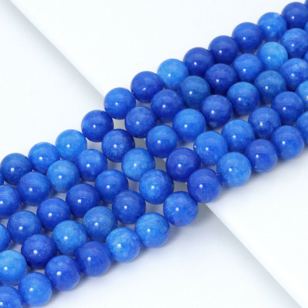 Blue Jade Round Smooth Beads, Sku#U2223