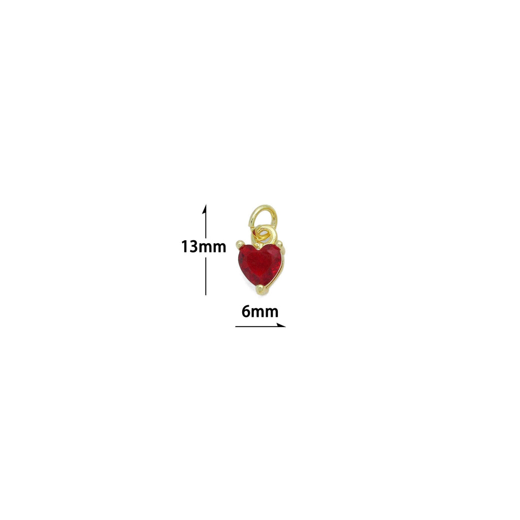Red black clear green blue crystal Heart Charm Pendant, Sku#LD707