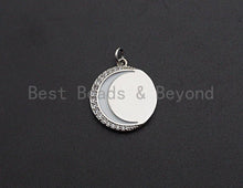 Load image into Gallery viewer, Enamel Crescent Moon Round Coin Pendant,CZ Micro Pave Oil Drop pendant, Enamel pendant,Enamel Jewelry,18x21mm,sku#F1036