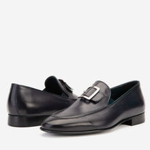 Load image into Gallery viewer, The Astoria Navy Buffalo Leather Men’s Loafer
