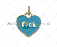 Load image into Gallery viewer, Enamel Colorful F*CK Word On Heart Shape Pendant,CZ Micro Pave Enamel Pendant,Enamel Jewelry,25mm,Sku#L470