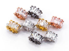Load image into Gallery viewer, CZ Micro Pave Big Hole Spacer Beads, Clear Cubic Zirconia Spacer Beads Gold/Silver/Rose Gold/Gunmental, 5x9mm, sku#G270