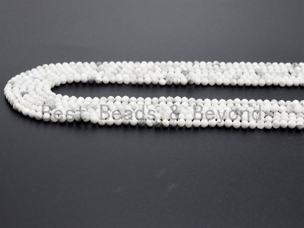 2mm/3mm Natural Faceted Round Howlite beads, Natural White G