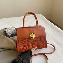 Load image into Gallery viewer, Retro Crossbody Tote Bag for Women - PU Leather Patchwork Handbag with Adjustable Strap