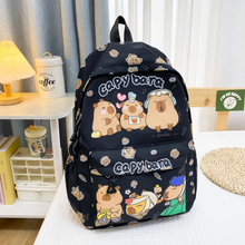 Load image into Gallery viewer, Capybara Cartoon School Backpack for Girls – Cute Nylon Bookbag for Primary &amp; Middle School