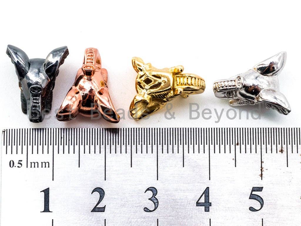 CZ Micro Pave Elephant Head Beads, Cubic Zirconia Pave Spacer Beads, Men Bracelet Charms, gold/silver/black plated,12x15x11mm, sku#G289