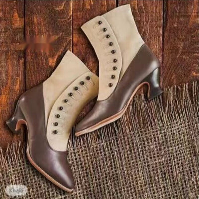 Women's Pointed Toe Horseshoe Heel Boots | Low Heel Ankle Boots