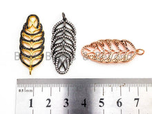 Load image into Gallery viewer, CZ Micro Pave Leaf Pendant/Charm, CZ/Micro Pave Cubic Zircon