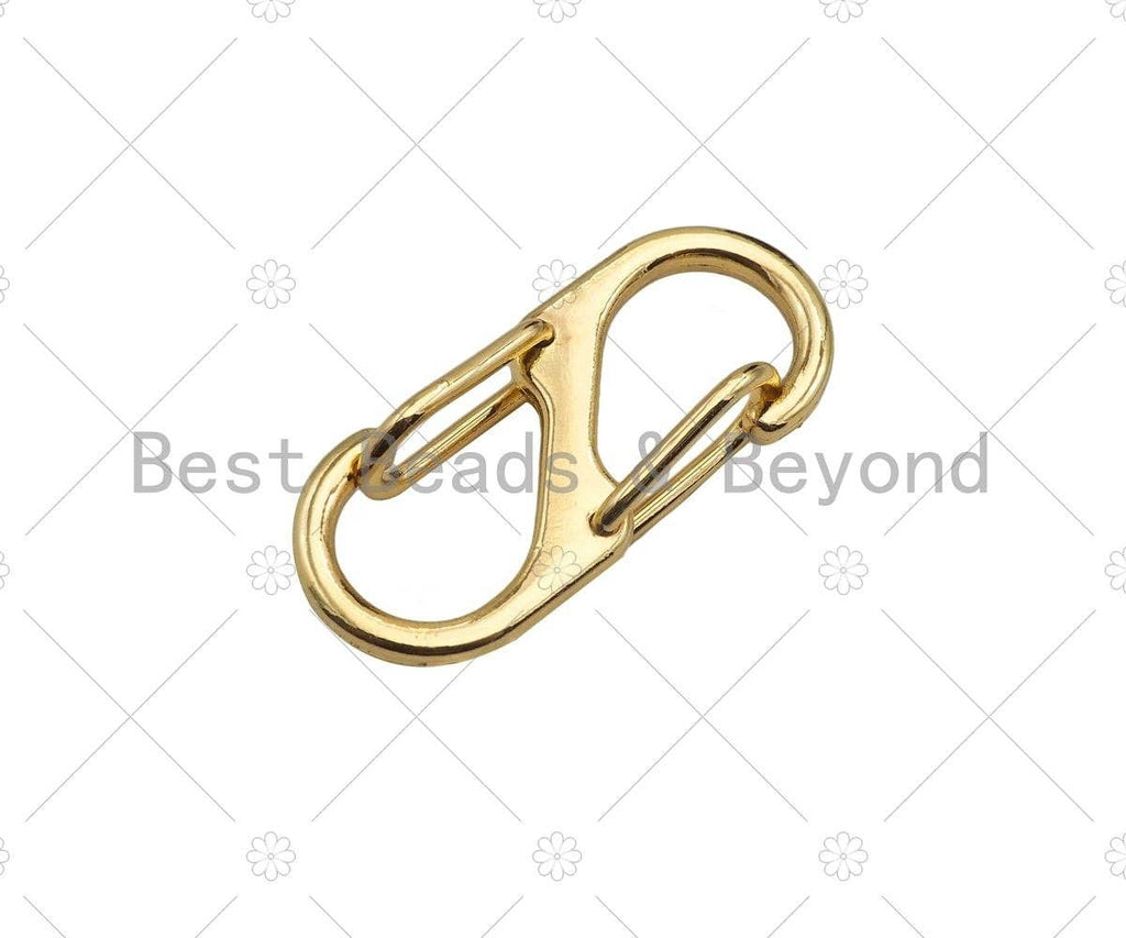 18K Gold/Silver Double Sides Push Lock, S Hook Push Gate Clasp, Push Clasp, Gold/Silver Spring Clasp, 14x33 mm, sku#K178