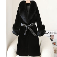 Load image into Gallery viewer, Thickened Faux Mink Coat With Large Fur Collar For Women