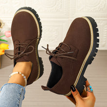 Load image into Gallery viewer, Plus-Size Women's Chunky Heel Lace-Up Business Casual Shoes | Round Toe PU Leather