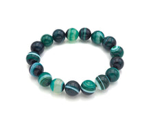 Load image into Gallery viewer, Green Banded Agate Stretchy Bracelet, EF10c