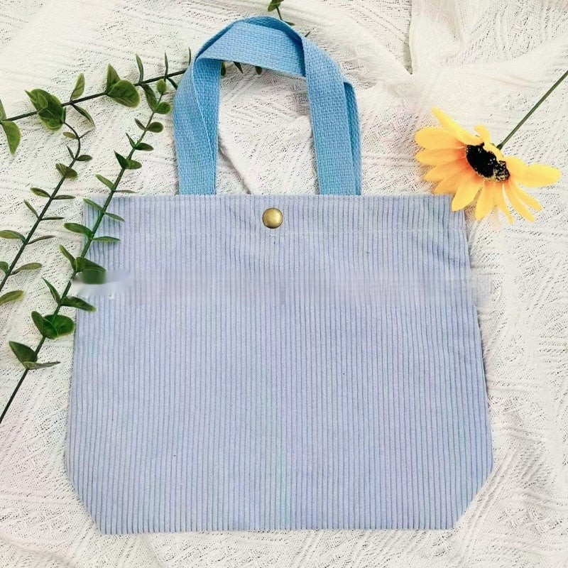 Women's Canvas Tote Bag - Minimalist Double-Sided Print Shoulder Bag with Embroidered Logo