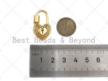 Load image into Gallery viewer, 18K Gold Key Heart Lock Clasp, Gold Heart Shape Clasp, Chain Clasp, Lock clasp, Fancy Lock pendant, 16x28mm,sku#K145