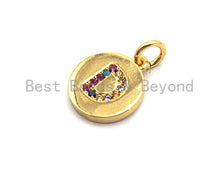 Load image into Gallery viewer, New Trendy Gold Color Micro Pave Rainbow CZ Cubic Zirconia A-Z 26 Initials Letter Pendant, Initial Letter Charm,11x13mm,sku#F820C