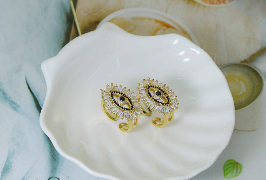 CZ Pave Evil Eye Ring,Sku#B152