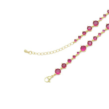 Load image into Gallery viewer, Gold Fichsia Pink Dot CZ Link Chain Necklace, Sku#A351