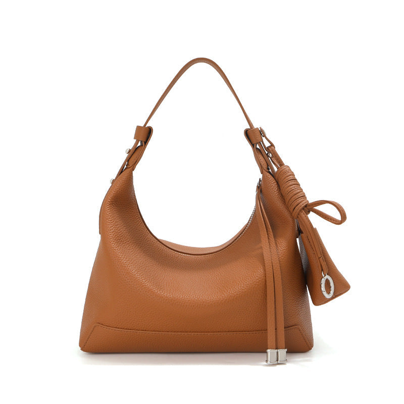 Genuine Leather Dumpling Shoulder Bag - Urban Minimalist Commuter Bag for Women