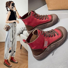 Load image into Gallery viewer, Women's Retro High Top Platform Sneakers | Height-Boosting Leather Shoes