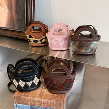 Load image into Gallery viewer, Patchwork Plaid Mini Tote Crossbody Bag - Korean Fashion PU Leather Handbag