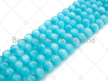 Load image into Gallery viewer, Special Cut Cat's Eye Blue Round Faceted Beads, 6mm/8mm/10mm/12mm Round Faceted, 15.5'' Full Strand, Sku#UA194C