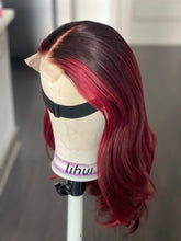 Load image into Gallery viewer, 4 By 4 Loose Wavy Closure Wig (100% Human Hair) 18 Inches Wine Color