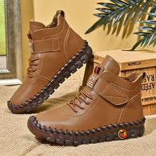 Load image into Gallery viewer, Women's High-Top Velcro Cotton Boots – Casual Flat Heel Ankle Boots
