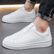 Load image into Gallery viewer, Men's Korean-Style Slip-On Casual Sneakers | PU Leather Round Toe Mid Heel Shoes