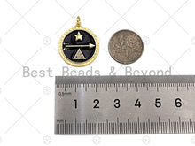 Load image into Gallery viewer, Colorful Enamel Pave Star Arrow Triangle On Round Coin Pendant, Gold Enamel Round Pendant, Pave Enamel Jewelry Findings,20x23mm,Sku#L438
