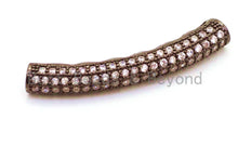 Load image into Gallery viewer, CZ Micro Pave 32x5mm Half Full Pave Tube for Bracelet/Necklace, Cubic Zirconia Separator Tube, Tube Beads, sku#G7
