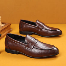 Load image into Gallery viewer, Men's Business Formal Leather Dress Shoes | Slip-On Oxford | Black &amp; Brown