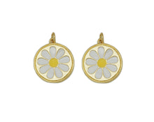 Load image into Gallery viewer, White Enamel Daisy Flower On Round Coin Pendant, Sku#L648