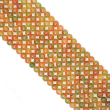 Load image into Gallery viewer, Orange Green Jade Round Smooth Beads, Sku#U2020